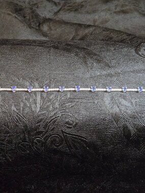 Vintage PAJ Sterling Silver 925 Blue Tanzanite CZ Tennis Bracelet 7.5"